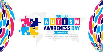 Welt Autismus Bewusstsein Tag Hintergrund Vorlage gefeiert im 2 April. verwenden zu Hintergrund, Banner, Karte, Gruß Karte, Poster, Buch Abdeckung, Plakat, Foto rahmen, Sozial Medien Post Banner Vorlage. vektor