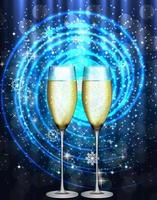 zwei Gläser Champagner oder prickelndes Getränk auf Sternenhintergrund vektor