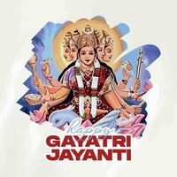 indisch Göttin maa gayatri Jayanti Sozial Medien Post Templat vektor