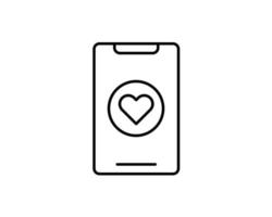 redigerbar svart stroke viktlinje ikon för en mobil dejtingsapp eller applikation för att hitta en kärleksmatch online som en eps-vektor vektor