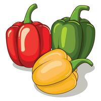 tecknad serie tre paprika i röd, grön och gul vektor
