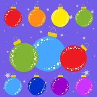 Flacher farbiger Satz isolierter Weihnachtsspielzeuge in Form von Kugeln. einfaches Design für die Verarbeitung. vektor