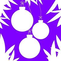 platta vita isolerade silhuetter av julleksaker i form av bollar på blått. enkel design för bearbetning. vektor