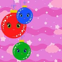 Satz von flachen farbigen isolierten Weihnachtsbaumkugeln. schöner Cartoon zum Dekorieren von Postkarten und Design. vektor