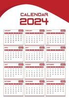 2024 Neu Jahr Kalender Design Vektor