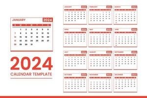 kalender för 2024 år. årlig kalander arrangör. vektor