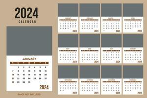 kalender för 2024 år. årlig kalander arrangör. vektor