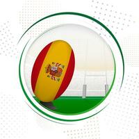 Flagge von Spanien auf Rugby Ball. runden Rugby Symbol mit Flagge von Spanien. vektor