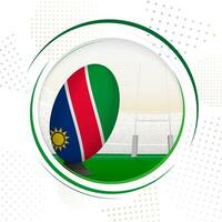 flagga av namibia på rugby boll. runda rugby ikon med flagga av Namibia. vektor