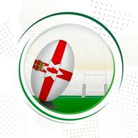 flagga av nordlig irland på rugby boll. runda rugby ikon med flagga av nordlig irland. vektor