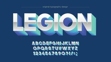 neonblau 3d chrom sport typografie vektor