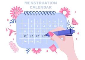 Menstruationskalender Frauen, um die Darstellung des Datumszyklus zu überprüfen vektor