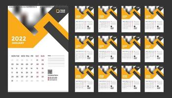 gratis väggkalender 2022 malldesign med vektor. planerare dagbok med plats för foto. vektor