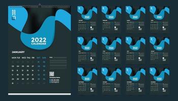 gratis väggkalender 2022 malldesign med vektor. planerare dagbok med plats för foto. vektor