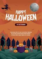 Poster Vorlage glücklich Halloween Hintergrund vektor