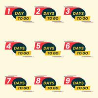 Nummer von Tage links Countdown Banner Etikette Clip Art vektor