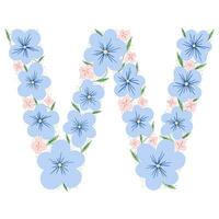 florales botanisches alphabet. Vintage handgezeichneter Monogrammbuchstabe w. Brief mit Pflanzen und Blumen. vektorbeschriftung lokalisiert auf weiß vektor