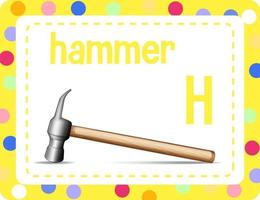 Alphabet Flashcard mit Buchstaben h für Hammer vektor