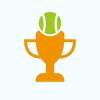 Tennis Meisterschaft Trophäe Logo Design Konzept mit Tennis Ball und Trophäe Symbol vektor