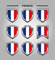 Frankrike nationell emblem flagga och lyx skydda vektor