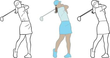 kvinna golf spelare illustration. vektor