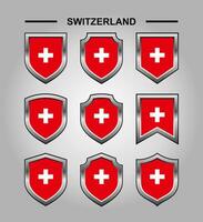 Schweiz National Embleme Flagge und Luxus Schild vektor