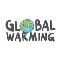 globale Erwärmung, Erdkugel schmelzende Hand gezeichnete Doodle-Symbol. vektor