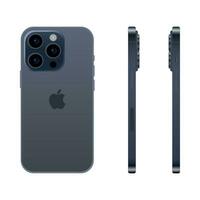 Neu Blau Titan Modell- von Apfel iPhone 15 Profi Smartphone, Attrappe, Lehrmodell, Simulation Vorlage auf Weiß Hintergrund - - Vektor