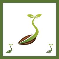 sprießen Sie Öko-Logo, grüner Blattsämling, wachsendes Pflanzen-abstraktes Designkonzept für das Ökotechnologie-Thema. Ökologie-Symbol vektor