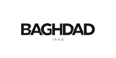 Bagdad im das Irak Emblem. das Design Eigenschaften ein geometrisch Stil, Vektor Illustration mit Fett gedruckt Typografie im ein modern Schriftart. das Grafik Slogan Beschriftung.