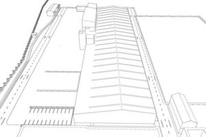 3d illustration av industriell byggnad vektor