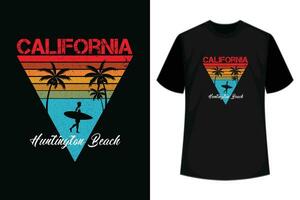 Huntington strand kalifornien ca årgång grafisk retro 70s t-shirt vektor