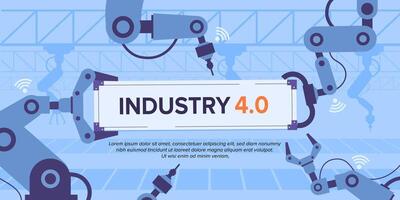 industri 4.0-banner med robotarm smart industriell revolution vektor