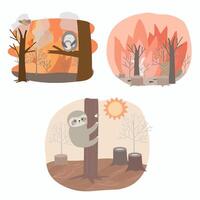 Umweltverschmutzung durch Waldbrand verursacht globale Erwärmung vektor