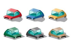 uppsättning av flera färger av snygga bilar i tecknad design vektor