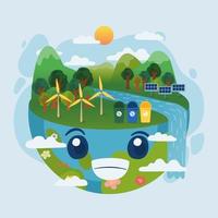 Happy Earth Day und Weltumwelttag erneuerbare Energien vektor