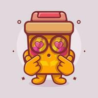 kawaii recyceln Behälter Charakter Maskottchen mit Liebe Zeichen Hand Geste isoliert Karikatur im eben Stil Design vektor