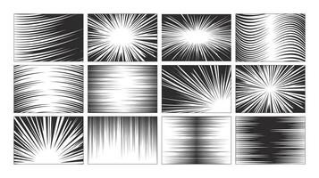 horisontell, radiell och diagonal serier rader. uppsättning av abstrakt komisk bok explosion bakgrunder. vektor illustration