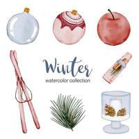 Winter-Aquarell-Kollektion mit Artikeln für den Heimgebrauch. vektor