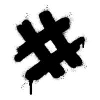 spray målad graffiti hashtag ikon sprutas isolerat med en vit bakgrund. vektor