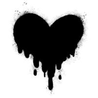 spray målad graffiti smältande hjärta ikon sprutas isolerat med en vit bakgrund. vektor