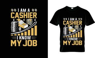 ich bin ein Kassierer ich kennt meine Job bunt Grafik T-Shirt, T-Shirt drucken Attrappe, Lehrmodell, Simulation vektor