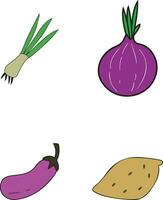 vegetabiliska vektor illustration uppsättning. isolerat på vit bakgrund.