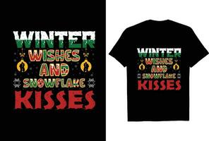 vinter- lyckönskningar och snöflinga kyssar t skjorta design vektor
