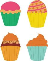 Geburtstag Cupcake Symbol Satz. bunt Design. Vektor Illustration