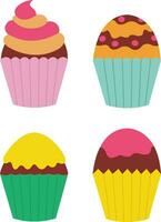 Geburtstag Cupcake Symbol Satz. bunt Design. Vektor Illustration