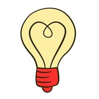 Glödlampa med hjärtformade tråd. hjärtans dag. platt ikon vektor