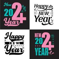 glücklich Neu Jahr Typografie t Hemd Design bündeln vektor
