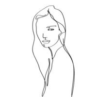 abstrakt Single Kontur Linie weiblich Charakter Gesicht Porträt vektor