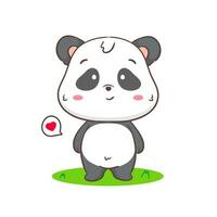 süß Panda Stehen Karikatur Charakter. kawaii bezaubernd Tier Konzept Design. isoliert Weiß Hintergrund. Vektor Kunst Illustration